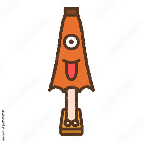 手書き風の単品アイコンイラスト　唐傘お化け