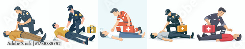 vector of safety officer helping an unconscious person