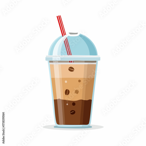 Modern Coffee Drinks Vector – Realistic Flat Latte Cup Illustration Isolated on White Background