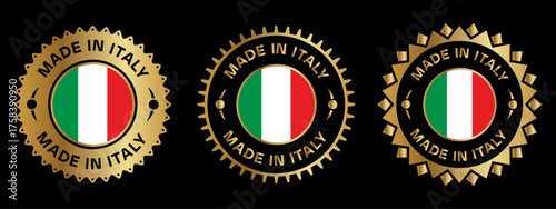 Made in Italy Gold Badge Label Design Vector