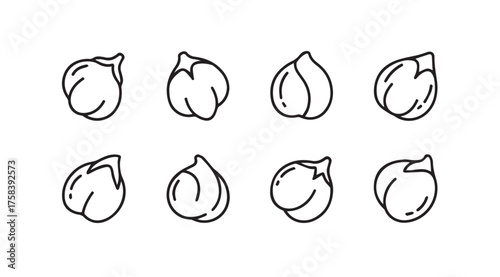 Hand drawn chickpeas collection simple sketch food icons ingredient plant based healthy eating vector