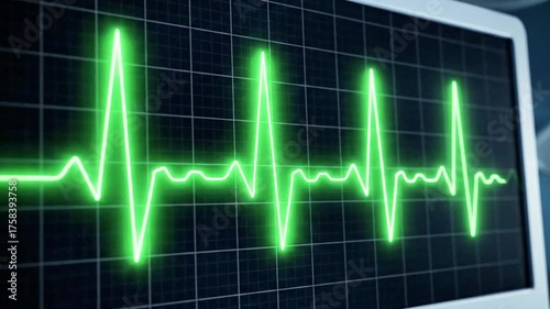 A graph of a vital sign (heartbeat) stabilizing and becoming strong, represented by a solid, green line