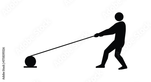 Athletic person swinging a heavy hammer in a dynamic silhouette pose during a sports competition silhouette