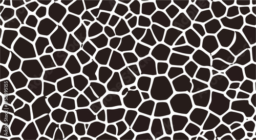 A striking close-up of a giraffe's patterned skin, the intricate mosaic of irregular shapes and colors creating a captivating visual texture.