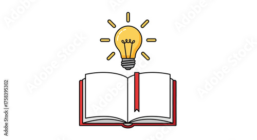 Illuminated knowledge from an open book, symbolizing learning and bright ideas shining above