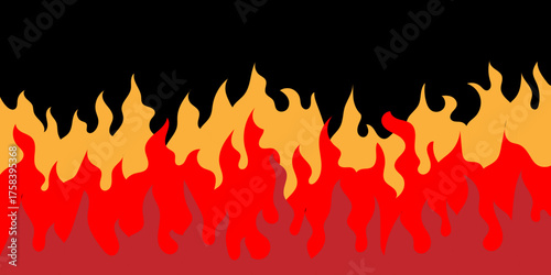 Vivid abstract flame background illustration with intense red and orange fire against a deep black backdrop, symbolizing heat and energy