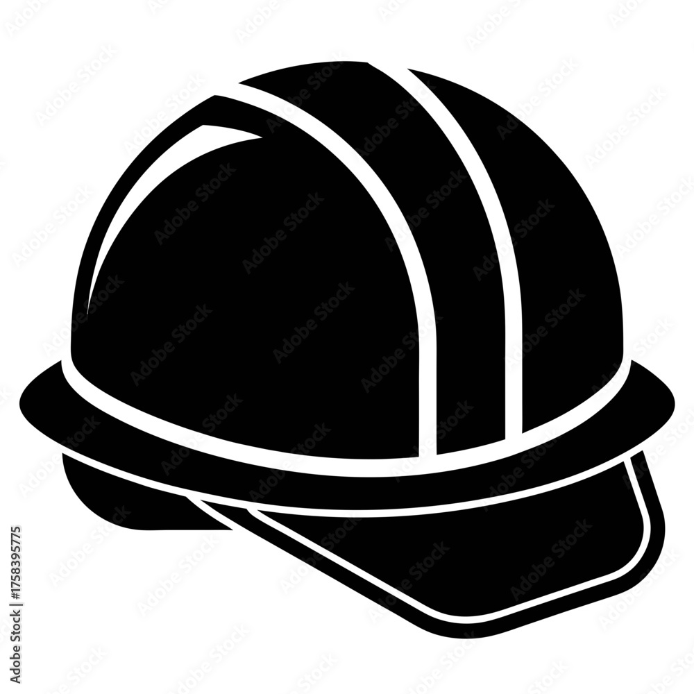 Fototapeta premium Construction helmets vector clean black silhouette design white background