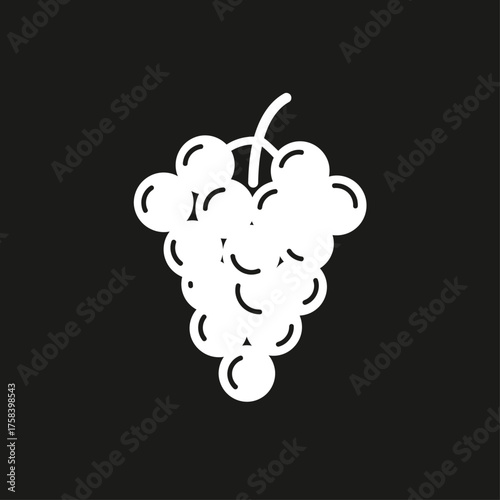 White Grape Cluster Icon for Fruit and Wine Production Graphic