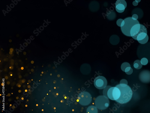 Abstract glowing bokeh lights background in blue tones
