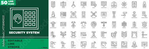Security System Line Editable Icons set. Vector illustration in modern thin line style of Security System icons: security, system, password, etc