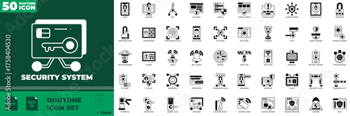 Security System Duotone Editable Icons set. Vector illustration in modern thin duotone style of Security System icons: security, system, password, etc
