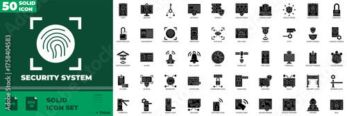 Security System Solid Editable Icons set. Vector illustration in modern thin solid style of Security System icons: security, system, password, etc