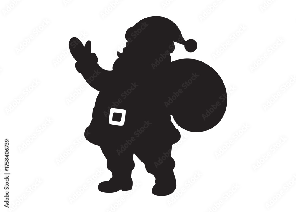 Obraz premium santa claus logo silhouette vector, christmas santa claus vector illustration, christmas santa claus with gift logo silhouettes vector on a white background