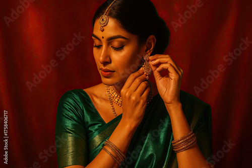 Indian woman getting ready for Diwali celebration