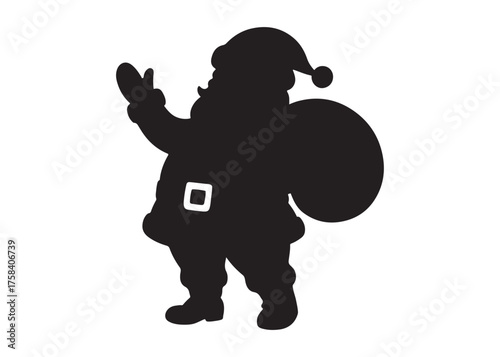 santa claus logo silhouette vector, christmas santa claus vector illustration, christmas santa claus with gift logo silhouettes vector on a white background