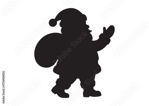 santa claus logo silhouette vector, christmas santa claus vector illustration, christmas santa claus with gift logo silhouettes vector on a white background