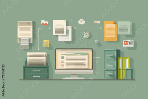 Organizing documents and data between physical storage and a computer system.Организация цифровых и физических файлов в офисном рабочем процессе. 