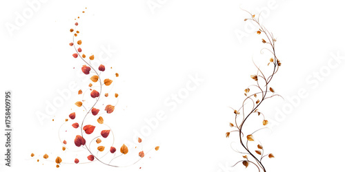 Spiral Climbing Vines with Autumn Tones and Thin Structure
