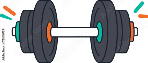 Adjustable dumbbell icon, fitness weight training equipment for gym workout and strength exercise vector.