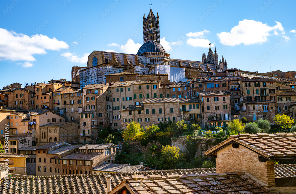 Fototapeta premium Blick auf die Altstadt von Siena, Italien.