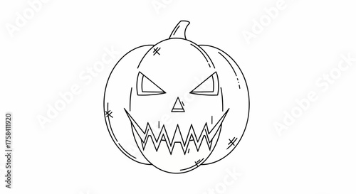 Horror Pumpkin Face Vector Black & White