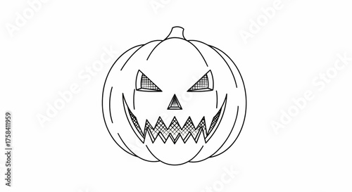 Horror Pumpkin Face Vector Black & White