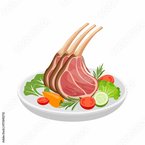 Grilled rack of lamb with vegetables
