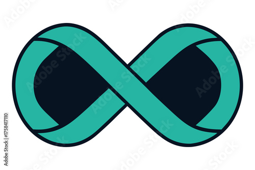 A vector icon of a green cross mark symbolizing an infinite loop design concept