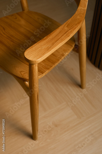 Close up wood modern design chairs