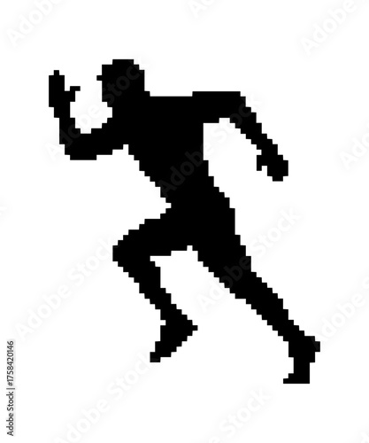 Wallpaper Mural Pixel art illustration of a running man silhouette in motion. cartoon retro style. Torontodigital.ca