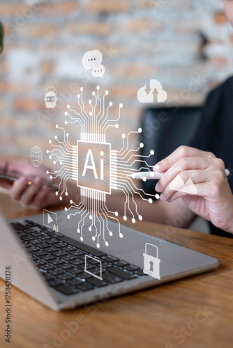 Artificial intelligence technology ai digital innovation image generation chatbot business dashboard data analysis marketing innovation network assistance automation system software machine learning
