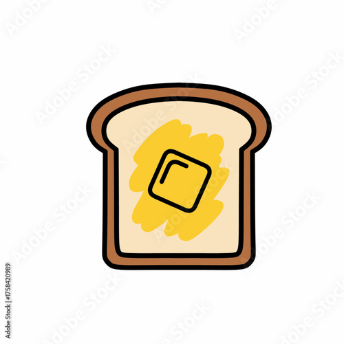 Buttered Toast Icon Vector Illustration Breakfast Food Bread Simple Design