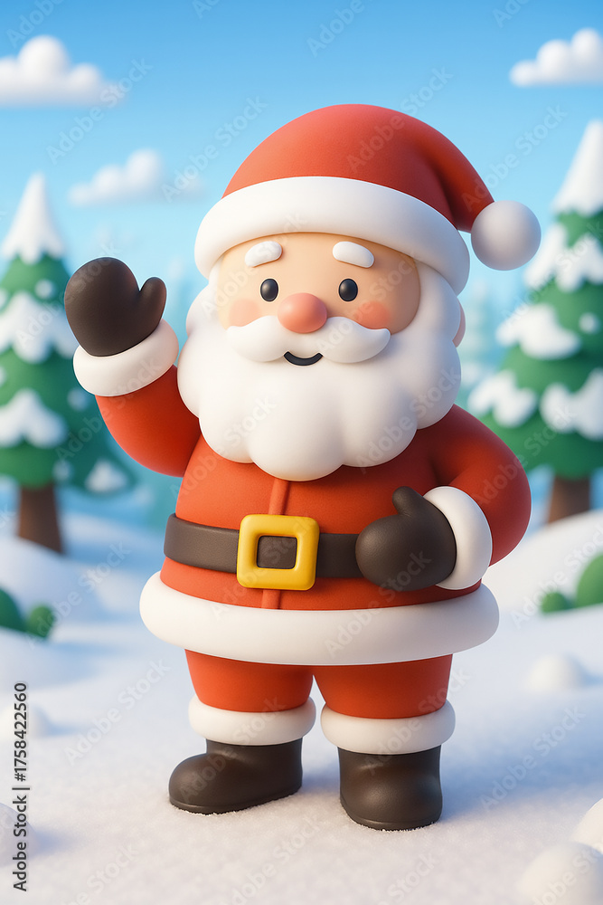 Fototapeta premium Cute 3D Santa Claus Character Illustration | Adorable Christmas Santa Clipart | Festive Holiday Cartoon Design PNG