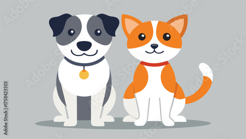 Icon depicting a dog and a cat, symbolizing companionship between the two animals..eps
