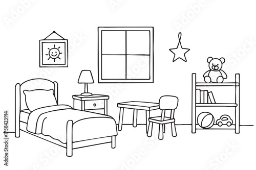 Children room interior sketch vector