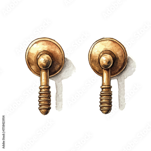 Tragus Stud, watercolor clipart vector, isolated on a white background.