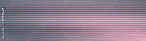 Horizontal lines halftone pattern angled elliptical gradient ultra wide 32:9 aspect ratio pink blue vector abstract background. Striped structure ultrawide format retro futuristic 80s abstraction