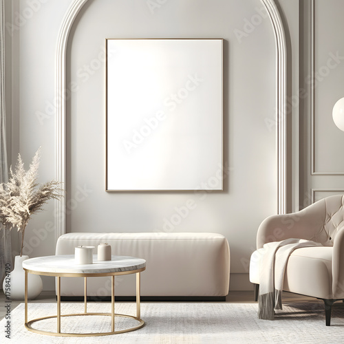 Modern Living Room Wall Frame Mockup