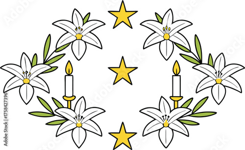 Feast of the Immaculate Conception Italy Illustration Set. Immaculate Conception Day Religious Artwork. Italy Catholic Holiday Design Collection. Immaculate Conception Celebration Artwork