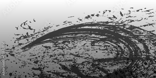 Grunge tire track, wheel braking marks. Truck, car or motorcycle tread pattern silhouette. Auto race,