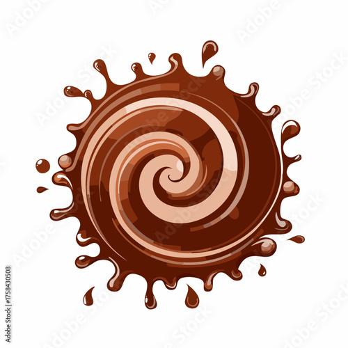 Hot chocolate splash in spiral shape with clipping path