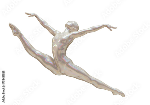 Isolated dancer mid-air in a dramatic split, athletic pose, stage presence, showmanship, art