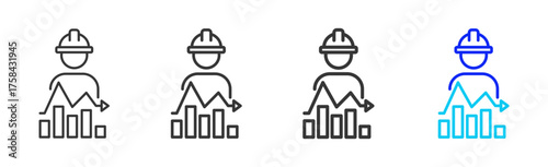 Workforce Efficiency Icon Set Collection in Creative Outline Style for Industrial Engineering Business Featuring Multiple Thickness Variations and Modern Vector Design