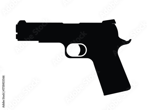 Scalable vector illustration of a 1911 style handgun silhouette for eps downloads silhouette