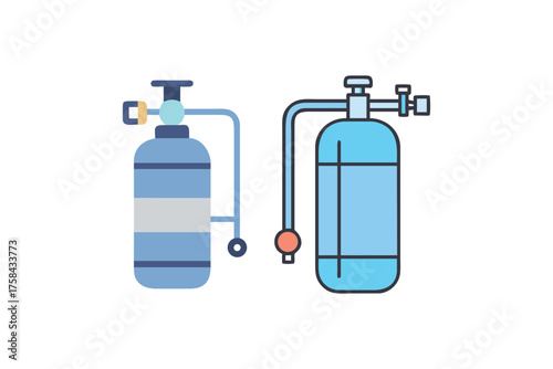 Two oxygen tanks depicted in a simple colorful illustration style