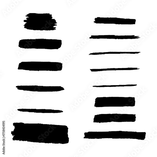 Set of vector paint brush stroke, artistic design elements. Vector illustration.