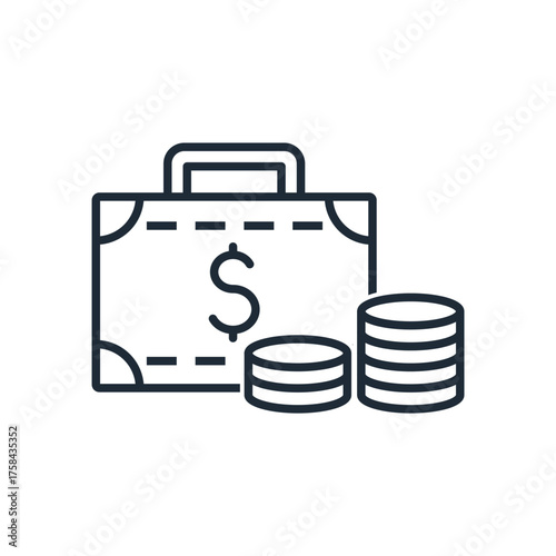 Attracting money.Investment portfolio.Return on investment, passive income, startup, crowdfunding.Vector linear icon illustration isolated on white background.