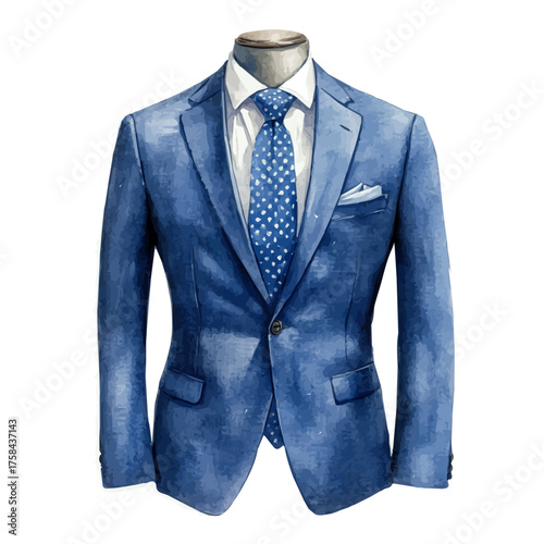 Suit Pin, watercolor drawing vector, isolated on a white background.