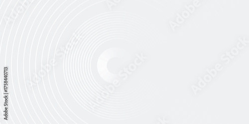 Abstract white glowing geometric lines on gray background. Modern shiny blue circle lines pattern. Futuristic technology concept. Suit for cover, poster, banner, brochure, header, website vector