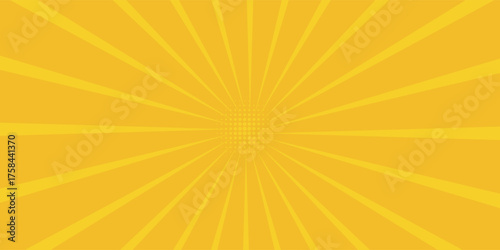 Bright orange pop art comic sunburst effect background with halftone. Cartoon abstract vector background. Suitable for templates, sales banners, events, ads, web, and pages